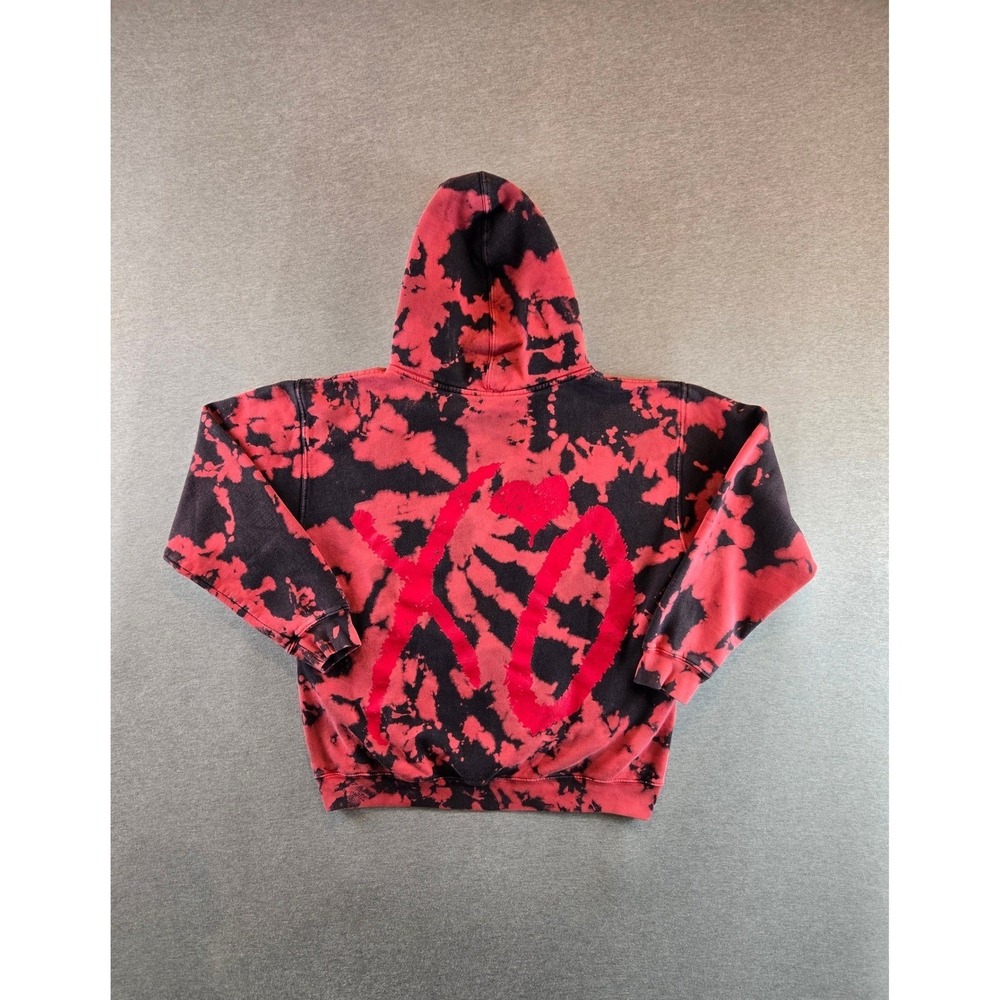 The Weeknd XO Hoodie Mens Medium Red Black Bleed Dye After Hours Tour Sweatshirt